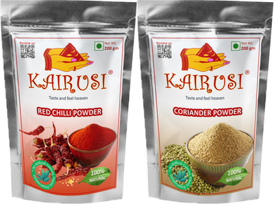 KAIRUSI Combo Pack Red Chilli and Coriander Powder(2 x 200 g)