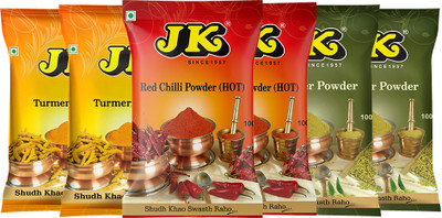 JK Pack 2 Dhaniya Powder, Pack 2 Haldi Powder, Pack 2 RED Chili Powder(6 x 100 g)
