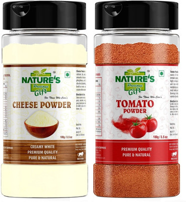 Nature's Precious Gift Tomato Powder & Cheese Powder (Milky White) - 100 GM Each / 3.5 Oz Sprinkle Jar(2 x 100 g)