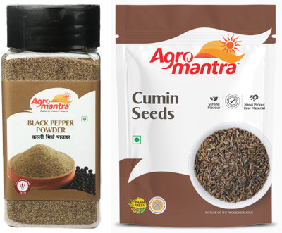 Agro Mantra Combo of Black Pepper Powder 100gm & Cumin Seeds 100gm(2 x 100 g)