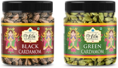 lila dry fruits Elite Aroma Whole Green & Black Cardamom Combo 200geach|Exotic Hari-Kali Elaichi(2 x 200 g)