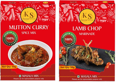 K S KOKORA Spices Combo Pack Mutton Curry and Lamb Chop Marinade Spice Mix (2 Pack of Each)(4 x 50 g)