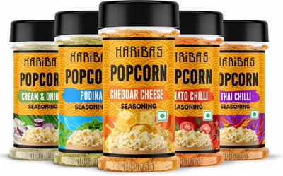 HARIBAS Pack of 5 Popcorn Seasoning Powder 50gm each 5 Flavour(250 g)