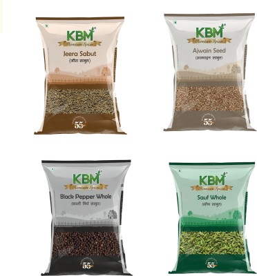 KBM Premium Jeera & Black Pepper & Ajwain & Souff Whole(4 x 200 g)