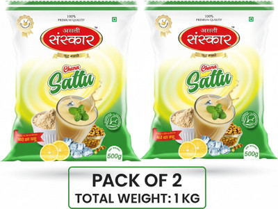 Asli Sanskar Premium Chana Sattu Powder, 500g, Traditional Indian Deshi Health Drink(2 x 500 g)