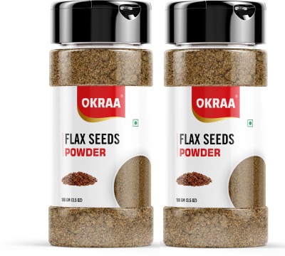 OKRAA Flax Seed Powder | Organic Pure & Natural (Alsi) Each Of 2 - 200 GM(2 x 100 g)