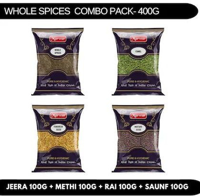 Marwar Whole Spices Combo Pack 400g | Jeera, Saunf, Methi, Rai | 100g Each(4 x 100 g)