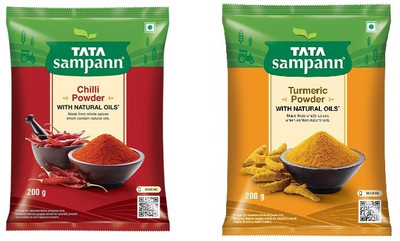 Tata SAMPANN RED CHILLI, TURMERIC POWDER WITH NATURAL OILS 400GRAMS(2 x 200 g)