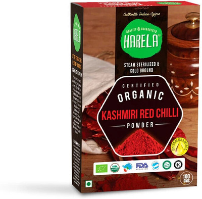 HARELA Certified Organic Kashmiri Red Chilli Powder with Natural Oils(100 g)