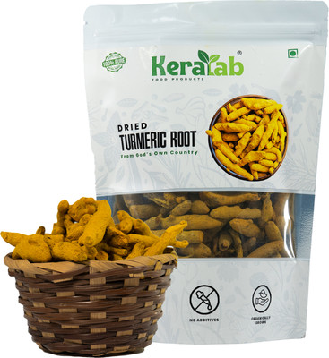 KERALAB Dried Turmeric Root | Whole Haldi | Naturally Sun-Dried & Unpolished(250 g)