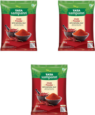 Tata SAMPANN RED CHILLI POWDER WITH NATURAL OILS 600 GRAMS PACK OF 3(3 x 200 g)