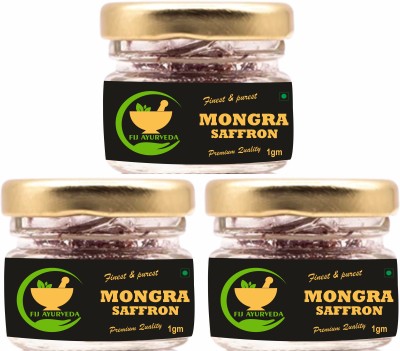 FIJ AYURVEDA Finest & Pure A++ Grade Mongra Saffron Threads for Skin, Face & Cooking - 3 Gram(3 x 1 g)