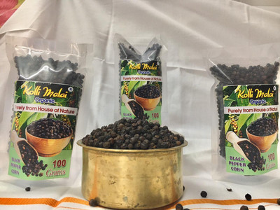 kollimalai organic Black pepper powder|Black chilli|kali mirch/millagu COMBO PACK (3x 100g)(3 x 100 g)