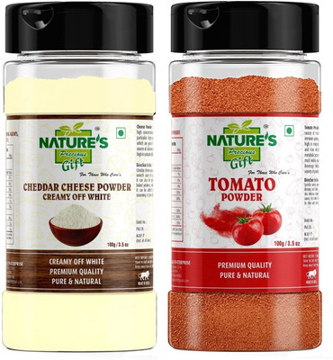 Nature's Precious Gift Tomato Powder & Cheddar Cheese Powder (White) - 100 GM Each / 3.5 Oz Sprinkle Jar(2 x 100 g)