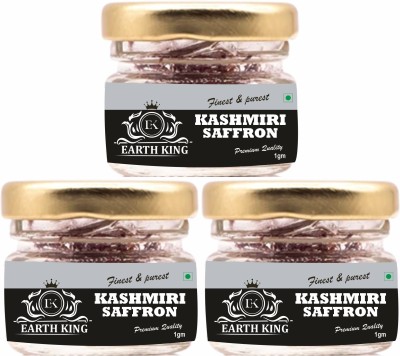EARTH KING Finest & Pure A++ Grade Kashmiri Saffron | Original Kesar | Threads - 3Gm(3 x 1 g)