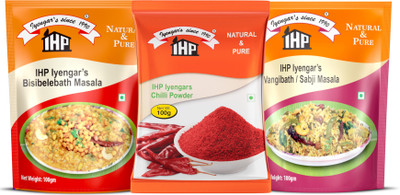 IHP Vangibath Masala, Chilli Powder & Bisibelebath Masala(Combo Pack)(3 x 100 g)