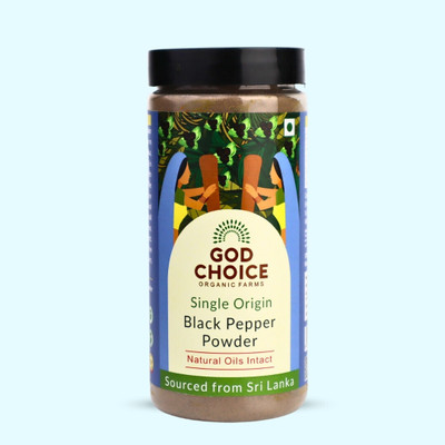 God Choice Organic Farms Black Pepper Powder 250g, Single Origin, No Additives, Iron-Pounded(250 g)