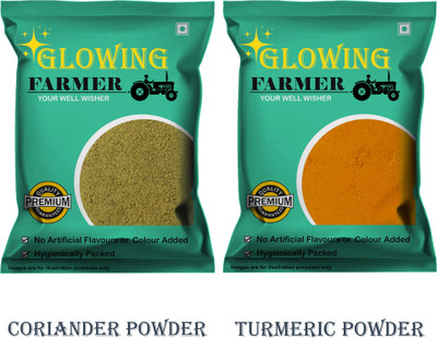 GLOWING FARMER Premium Quality Coriander / Dhania Powder Turmeric / haldi powder Combo Pack(2 x 50 g)