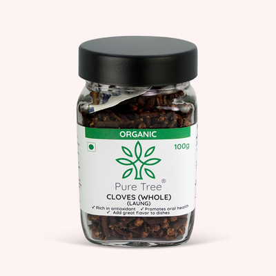 Pure Tree Organic Cloves Whole Laung in Glass Bottle(100 g)