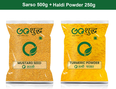 Goshudh Haldi Powder 250gm & Sarso 500gm Combo Pack 750g(750 g)