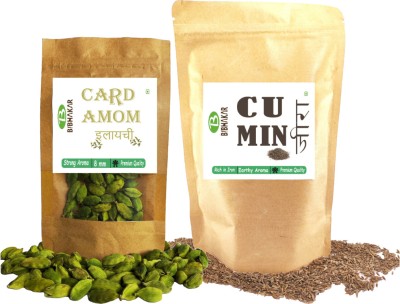 Bibhakar Whole Green Cardamom (Elaichi) and Whole Cumin Seeds(Sabut Jeera) Combo Pack(2 x 100 g)