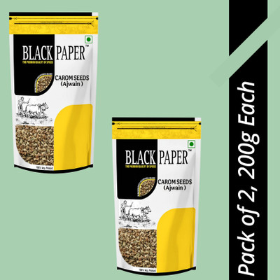 black paper Organic Ajwain Whole, Carom Seed For Cooking 200g(2 x 200 g)