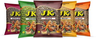 JK 100gram Combo Pack of 5 Red Sarsoo, Methi, Sounf, Jeera, Ajwain(5 x 100 g)