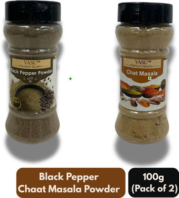 VASU Black Pepper Chaat Masala Powder Tangy Masala for Fruits & Snacks 100g Pack of 2(2 x 100 g)