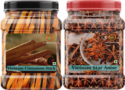 Kartik Export Combo of Star Anise and Cassia Cinnamon Sticks, Imported from Vietnam(2 x 100 g)