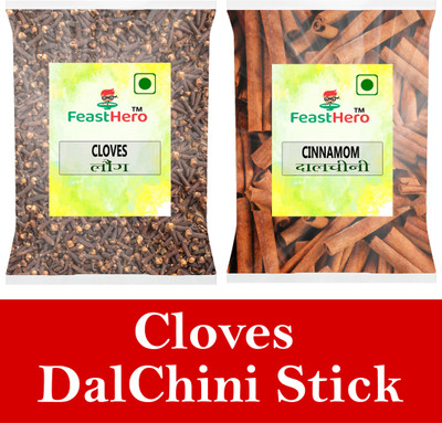 Feasthero Masale 400g Whole Spice Combo Pack Cloves Dalchini Sticks 200g Each pack of 2(2 x 200 g)