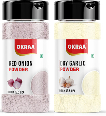 OKRAA Red Onion and Garlic Powder Dehydrated Combo - 100gm Each (2X100)(2 x 100 g)