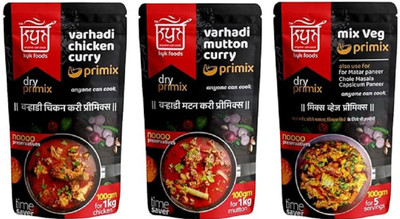 KYK FOODS Masala Combo of (Varhadi Chicken Premix,Varhadi Mutton Premix,Mix Veg premix)(3 x 100 g)