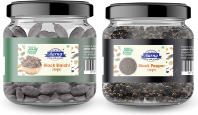 Aarna Black Elaichi & Black Pappar Combo | Authentic Spice Mix Pack of 2(2 x 50 g)