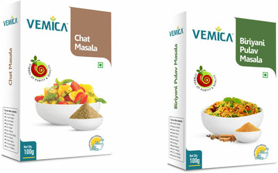 VEMICA Chat Masala and Biriyani Pulav Masala Powder(100g) Masala Combo(2 x 100 g)
