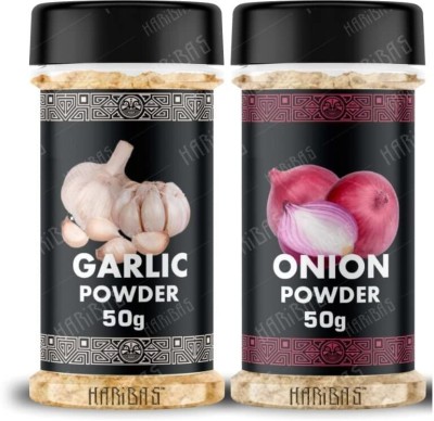 HARIBAS Combo Dry Onion and Garlic Powder 50gm Each For Cooking & Baking Seasoning(2 x 50 g)