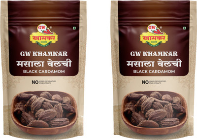 GW Khamkar Masala Velchi/ Badi Elaichi/ Black Cardamom, 200 grams, Pack of 2(100g each)(2 x 100 g)
