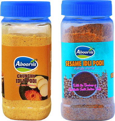 ABOORVA Idly Podi Combo (Crunchy Idly Podi,Sesame Idly Podi) Pack Of 2(2 x 150 g)
