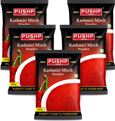 Pushp Brand Kasmiri Red Chilli Powder Pouch(Pouch Pack of 5, 200gm in each pack)(5 x 0.2 kg)