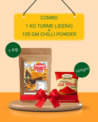 Kyansh Premium Haldi 1kg & Red Chilli Powder 100g Combo(2 x 550 g)