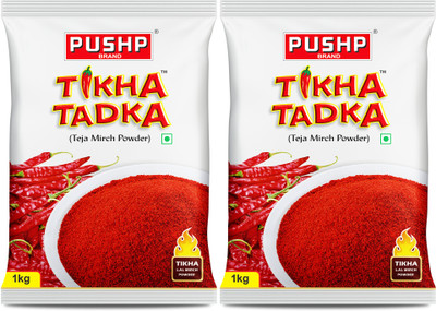 Pushp Brand Tikha Tadka Chilli / Mirch Powder Extra Spicy for Sabzi,Dal Fry,Everyday Cooking(2 x 1 kg)