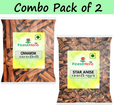 Feasthero Whole Spices Combo Pack of 2 |Cinnamon Stick & Star Anise 25g Each Packet|(2 x 25 g)
