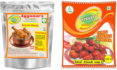 Ayyanar's Biryani Masala & Chicken 65 Masala Combo Pack (No added Preservatives)(2 x 100 g)