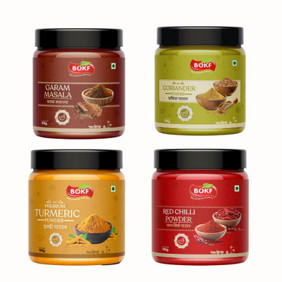 BOKF Combo Pack Of Garam Masala,Red Chilli,turmeric & Coriander Powder Each Of 100g(4 x 100 g)