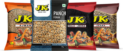 JK 100gram Pack 4 Whole Jeera, Panch Foran, Kala Jeera, Ajwain(4 x 100 g)