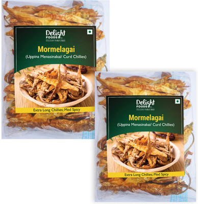 Delight Foods Mor Milagai-Sun Dried Curd Chillies-Uppina Menasinkai-Dahi Mirchi |(2 x 100 g)