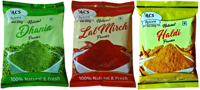 ACS spices lal mich/red chili powder, haldi powder, dhaniya powder(3 x 166.67 g)