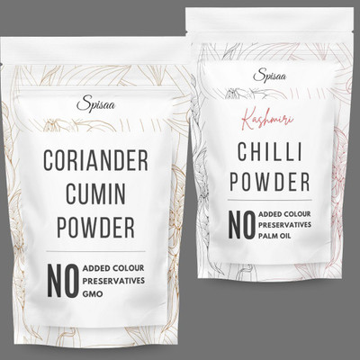 Spisaa Pure Red kashmiri Chilli powder | Coriander Cumin Powder | Spices Combo pack(2 x 250 g)