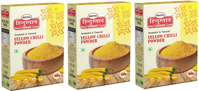 Mustus Hindustan choice Premium Yellow Chilli Powder | Authentic Spicy Flavor for Indian Cooking(3 x 100 g)
