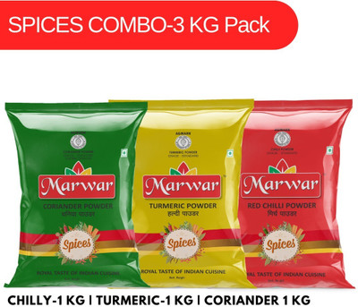 Marwar Red Chilly (Lal Mirch)/Coriander (Dhania)/ Turmeric (Haldi) (Combo)(3 x 1 kg)