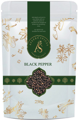 afeera spices Black Pepper 250g | 12 Bold Grade | Premium Whole Peppercorns | Fresh & Organic(250 g)